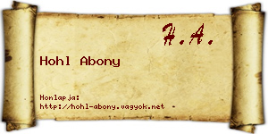 Hohl Abony névjegykártya